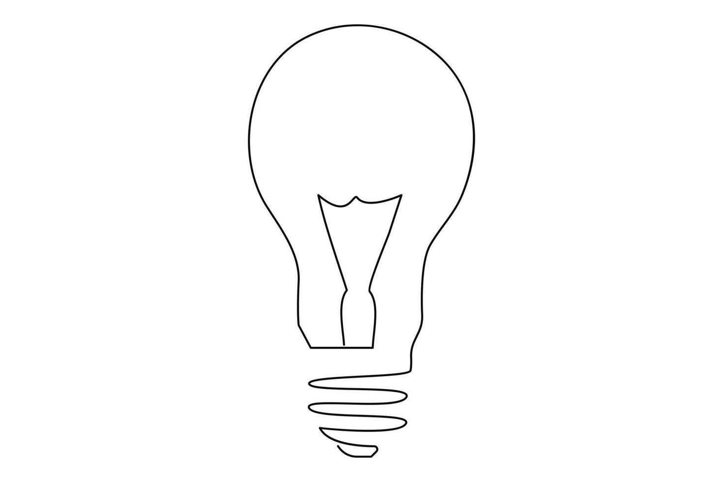 Light bulb isolated on white light bulb one line outline vector art illustration