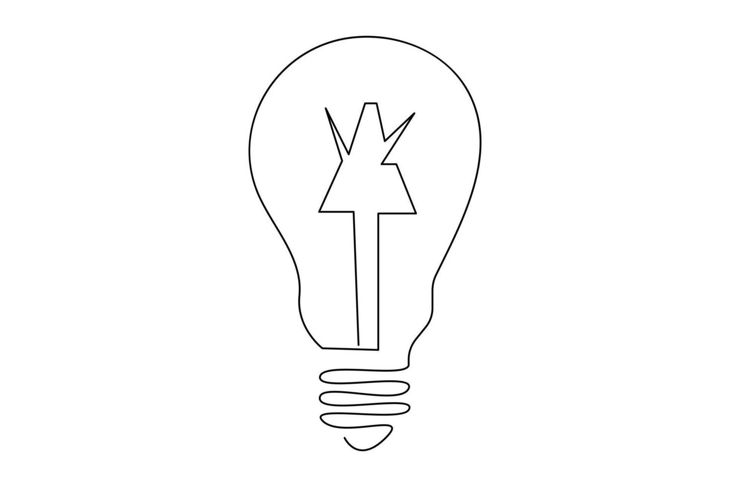Light bulb isolated on white light bulb one line outline vector art illustration