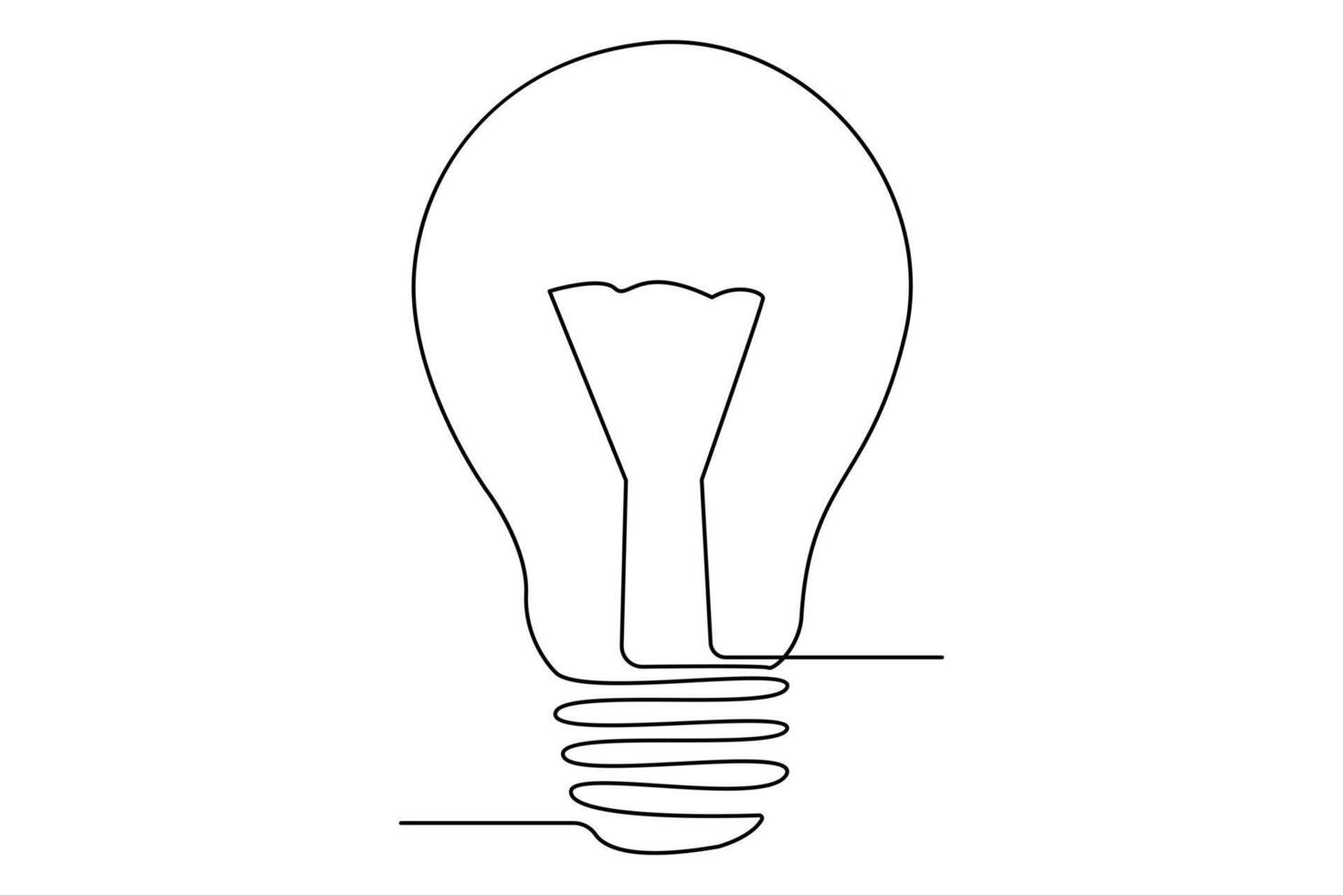Light bulb isolated on white light bulb one line outline vector art illustration
