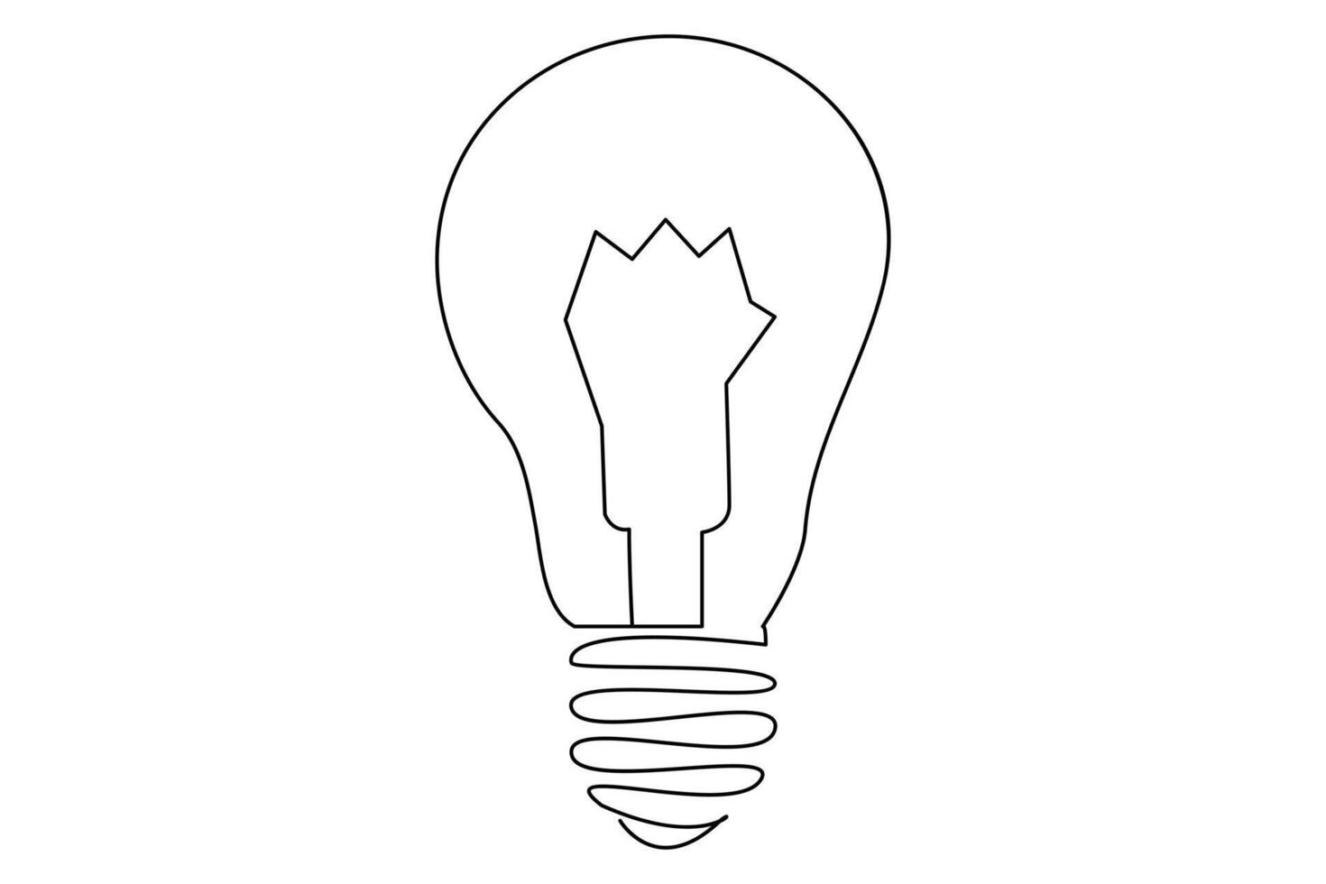 Light bulb isolated on white light bulb one line outline vector art illustration