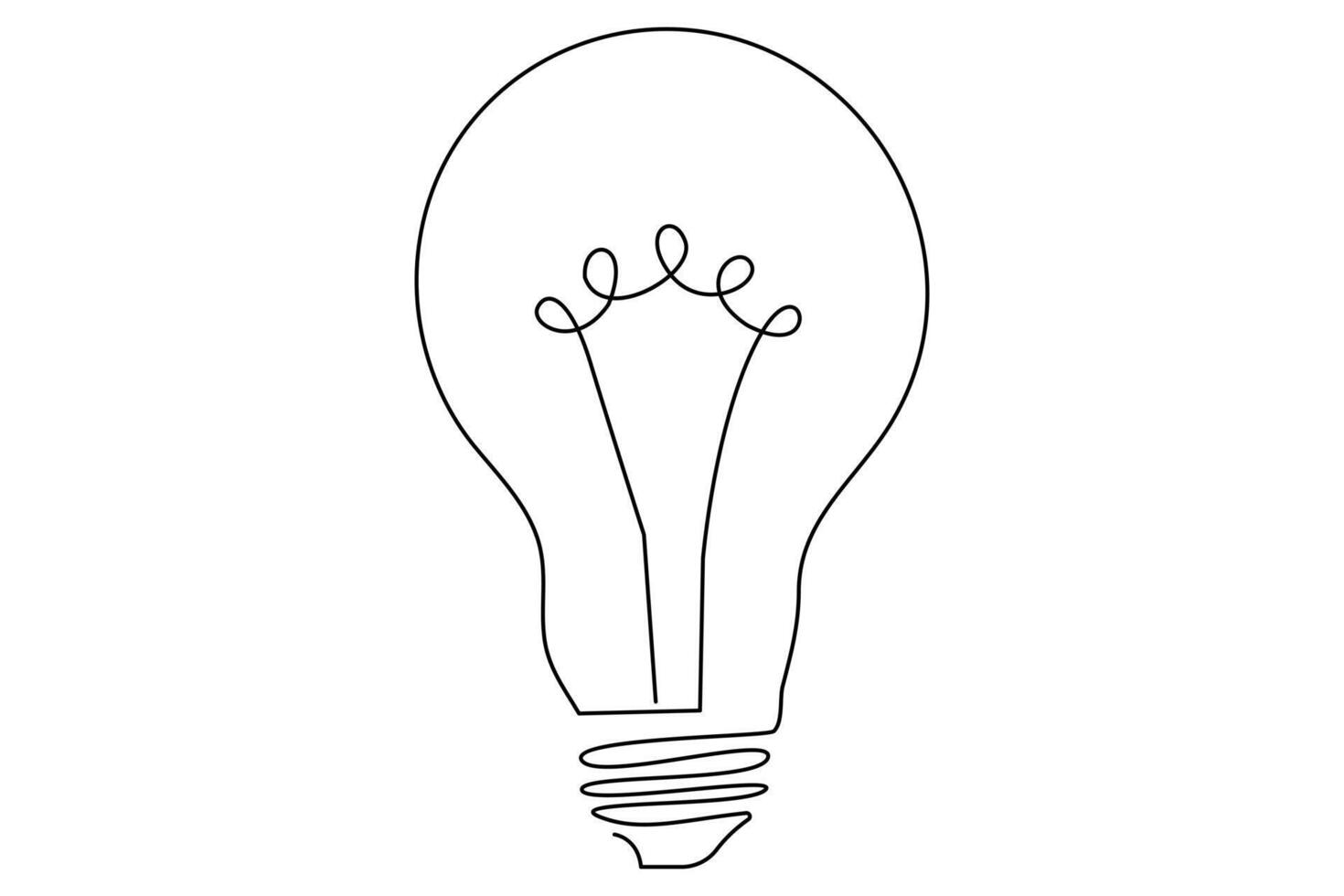 Light bulb isolated on white light bulb one line outline vector art illustration
