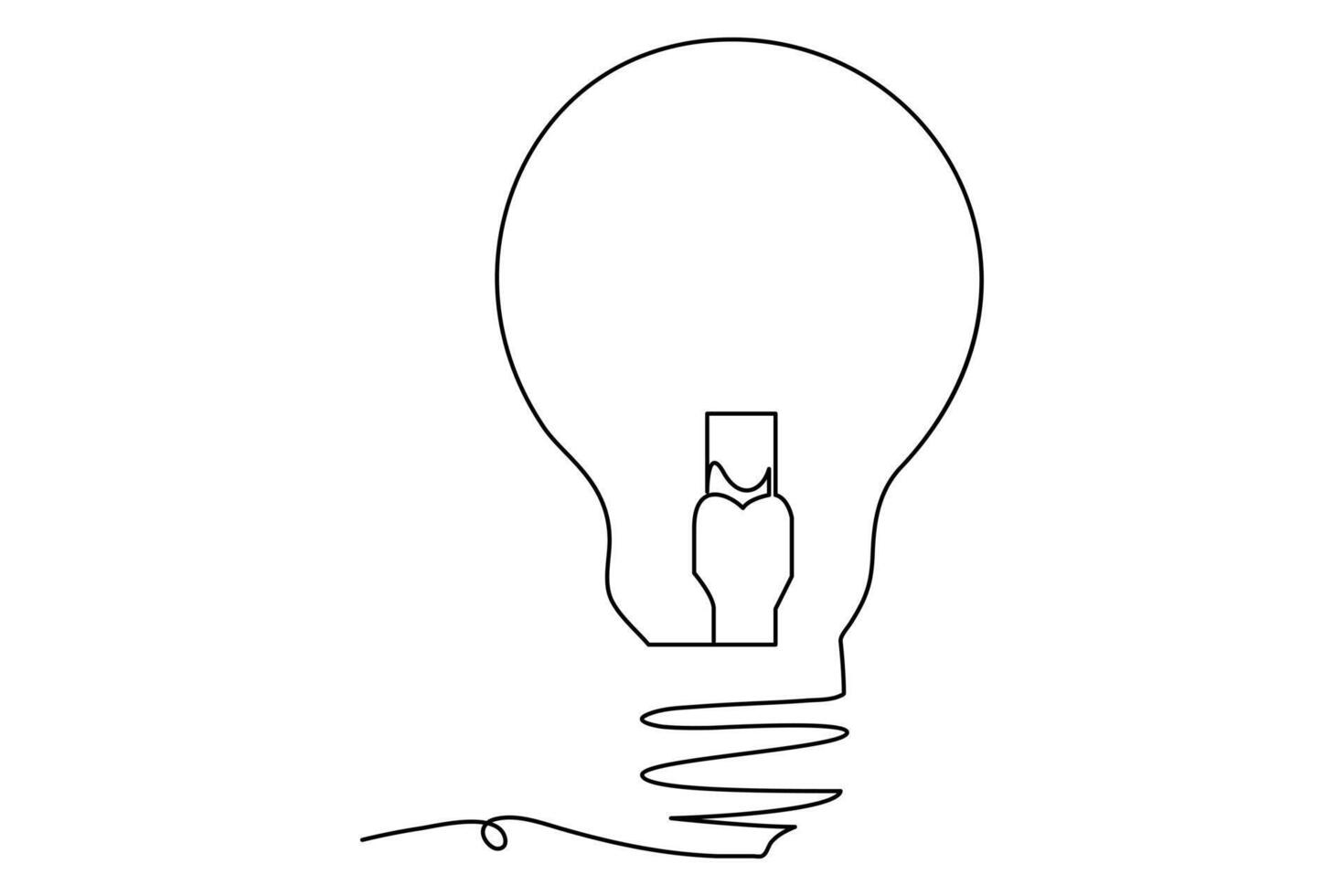 Light bulb isolated on white light bulb one line outline vector art illustration