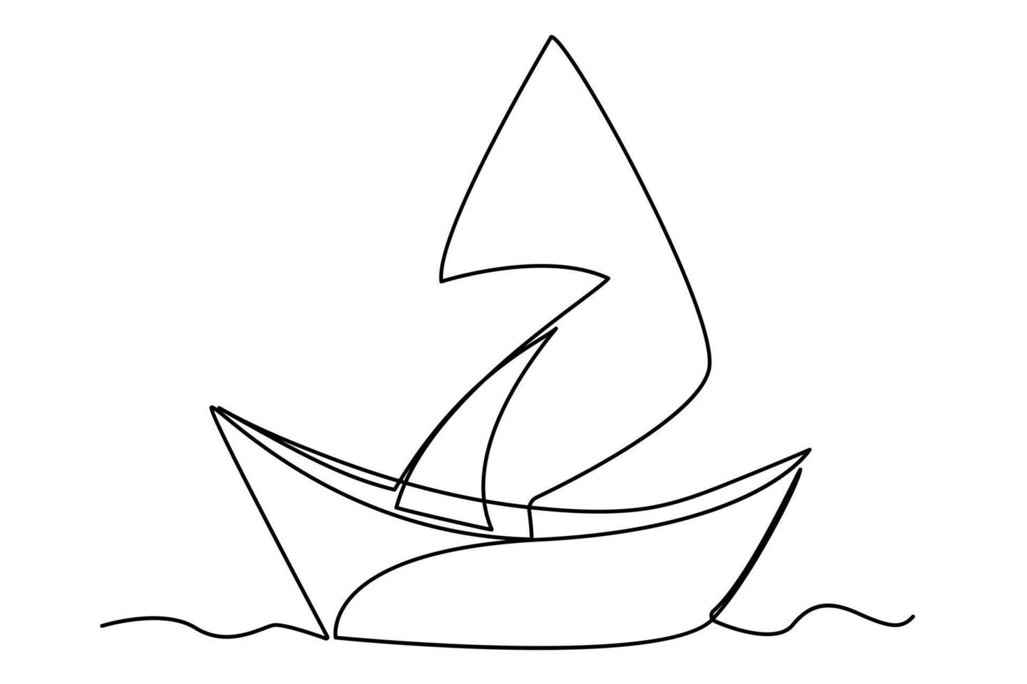 continuo uno línea dibujo papel barco contorno vector Arte ilustración