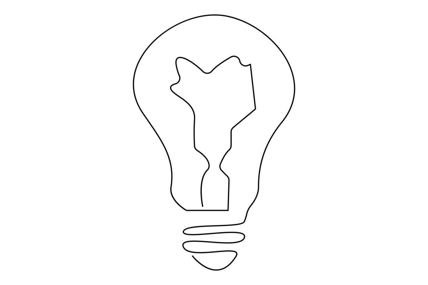 Light bulb isolated on white light bulb one line outline vector art illustration