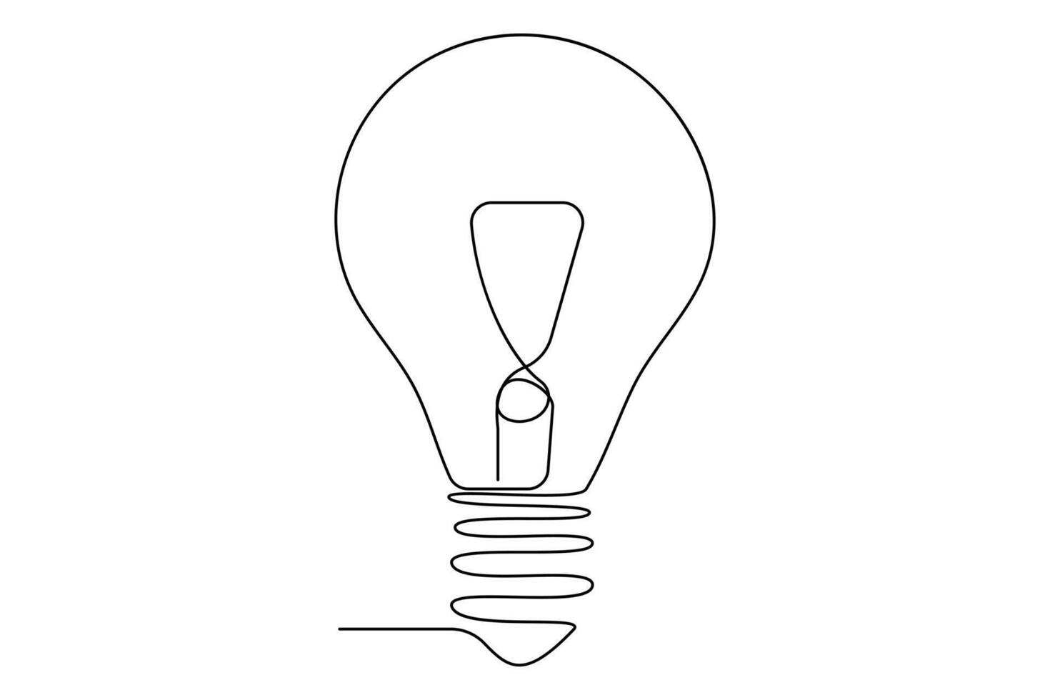 Light bulb isolated on white light bulb one line outline vector art illustration