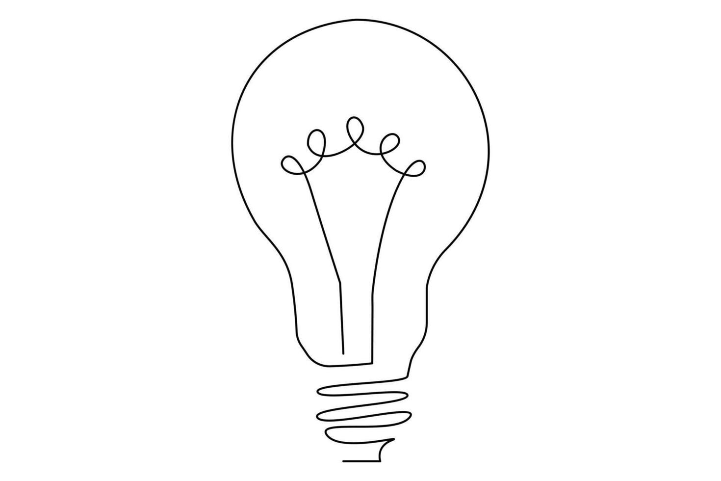 Light bulb isolated on white light bulb one line outline vector art illustration
