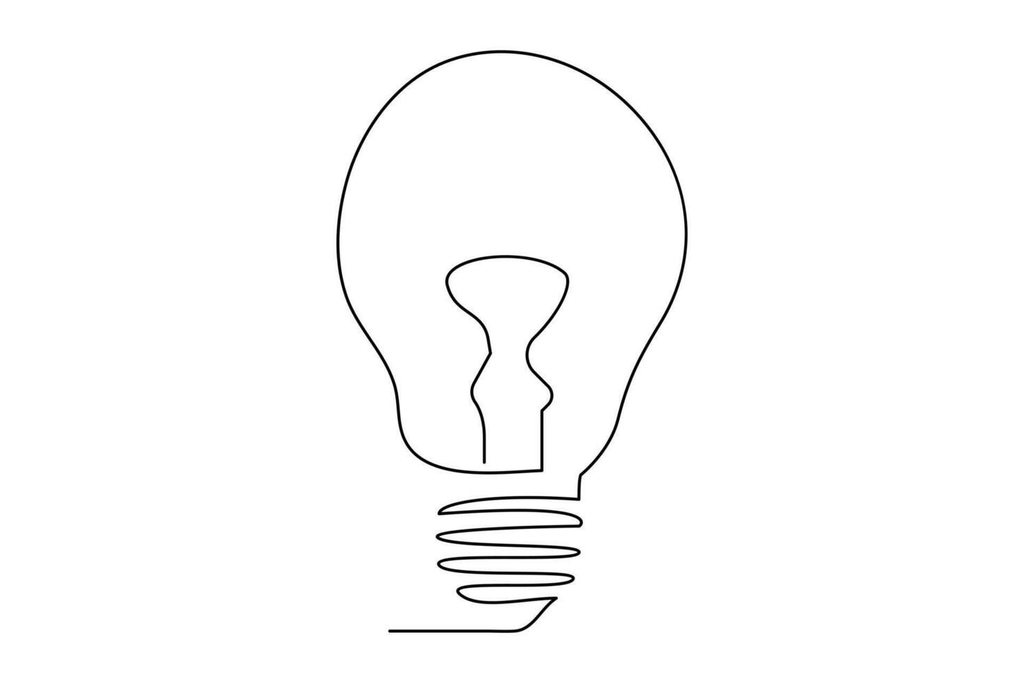 Light bulb isolated on white light bulb one line outline vector art illustration