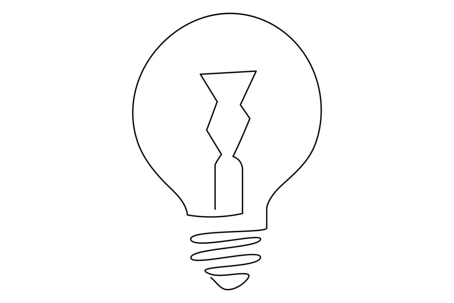 Light bulb isolated on white light bulb one line outline vector art illustration