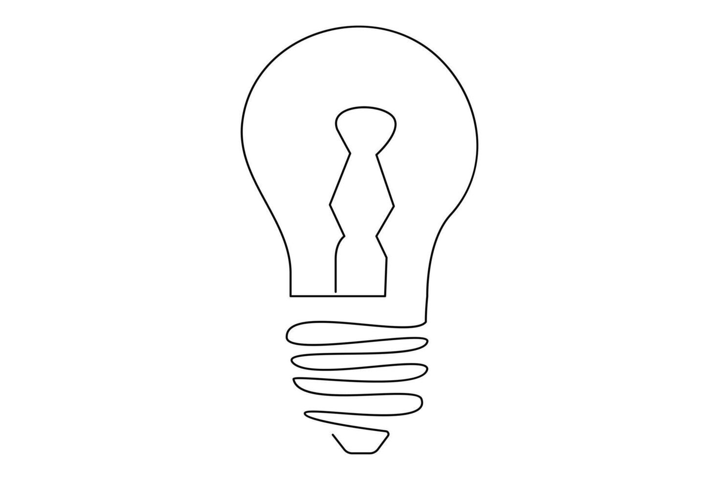 Light bulb isolated on white light bulb one line outline vector art illustration