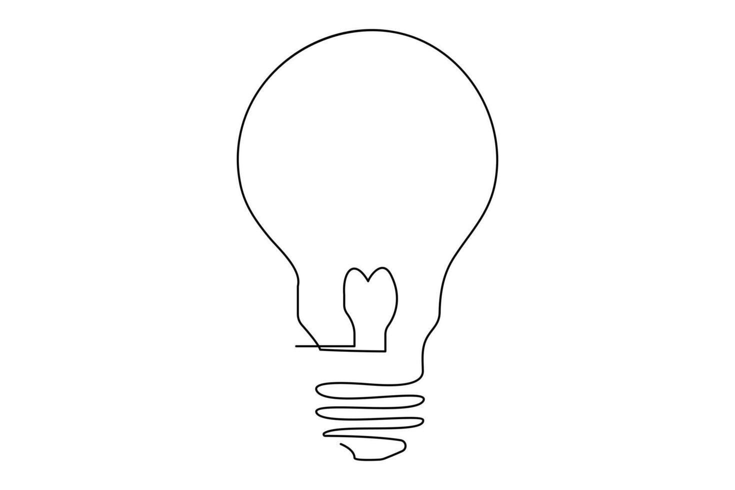 Light bulb isolated on white light bulb one line outline vector art illustration