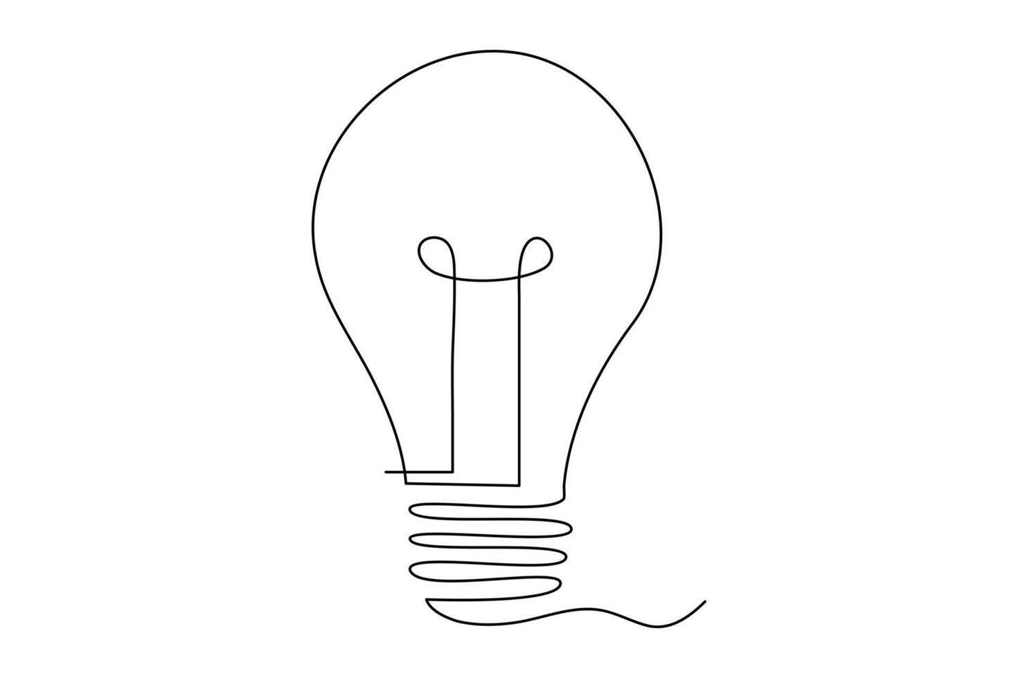 Light bulb isolated on white light bulb one line outline vector art illustration
