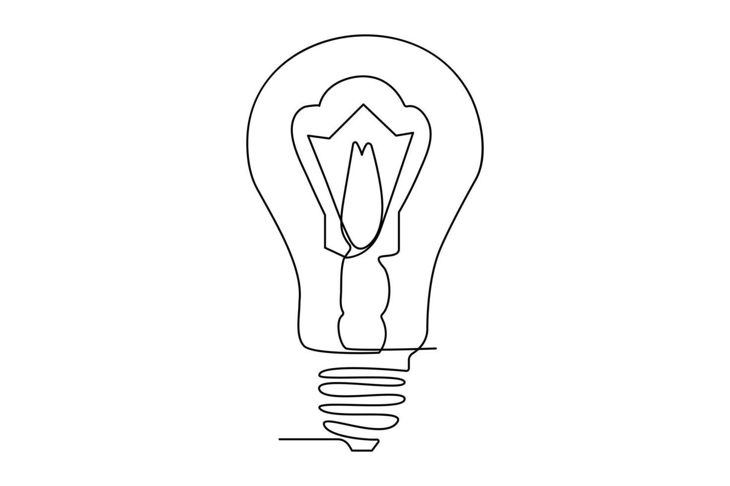 Light bulb isolated on white light bulb one line outline vector art illustration