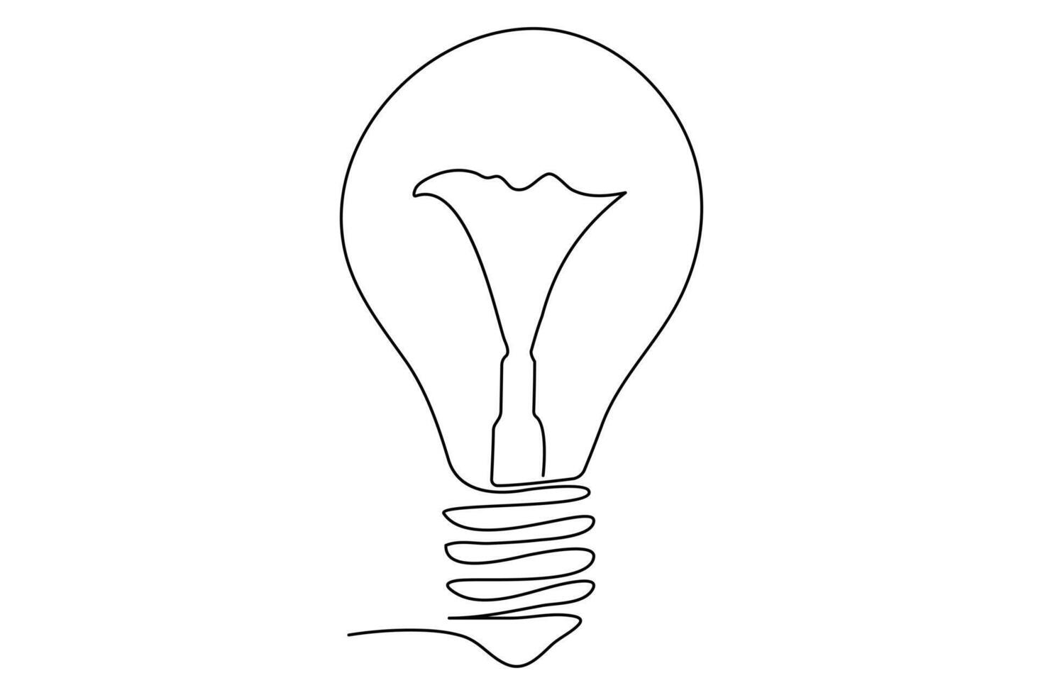 Light bulb isolated on white light bulb one line outline vector art illustration