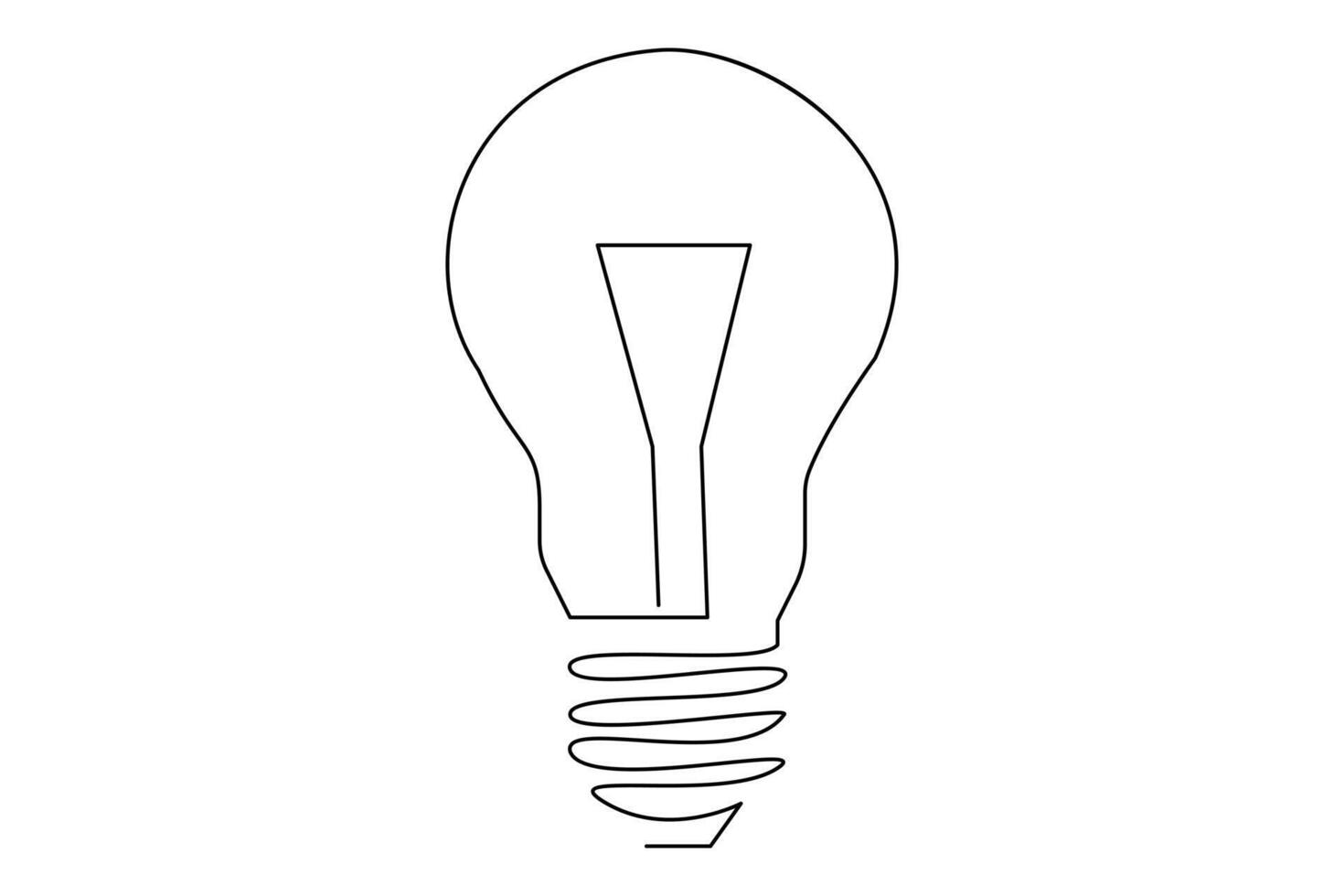 Light bulb isolated on white light bulb one line outline vector art illustration