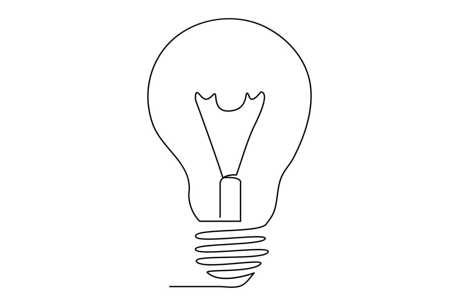 Light bulb isolated on white light bulb one line outline vector art illustration