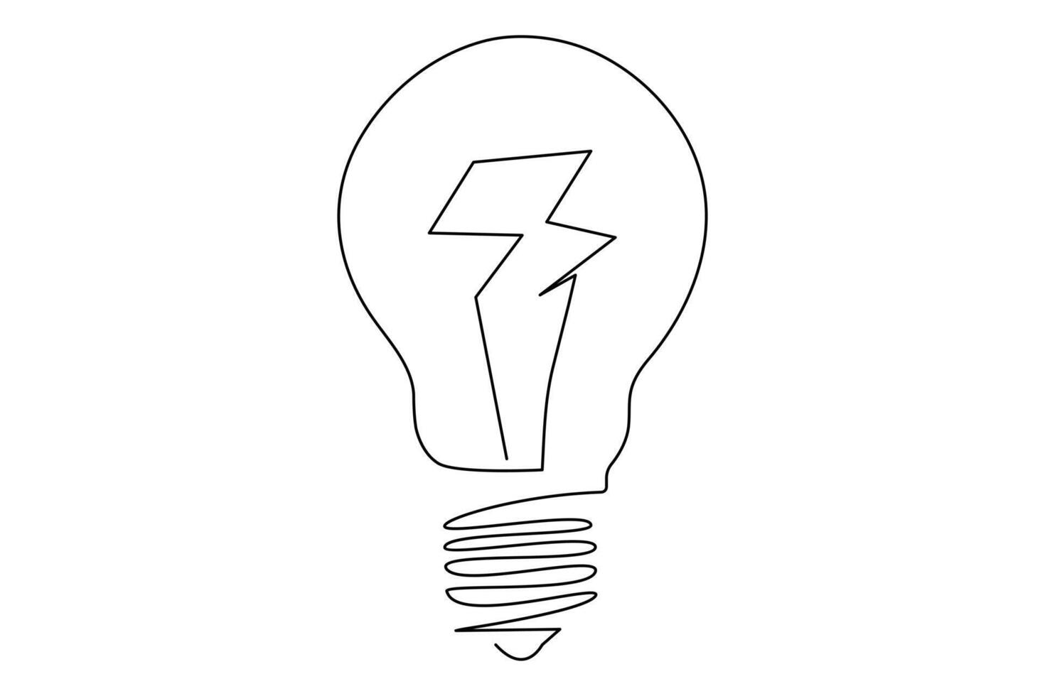 Light bulb isolated on white light bulb one line outline vector art illustration