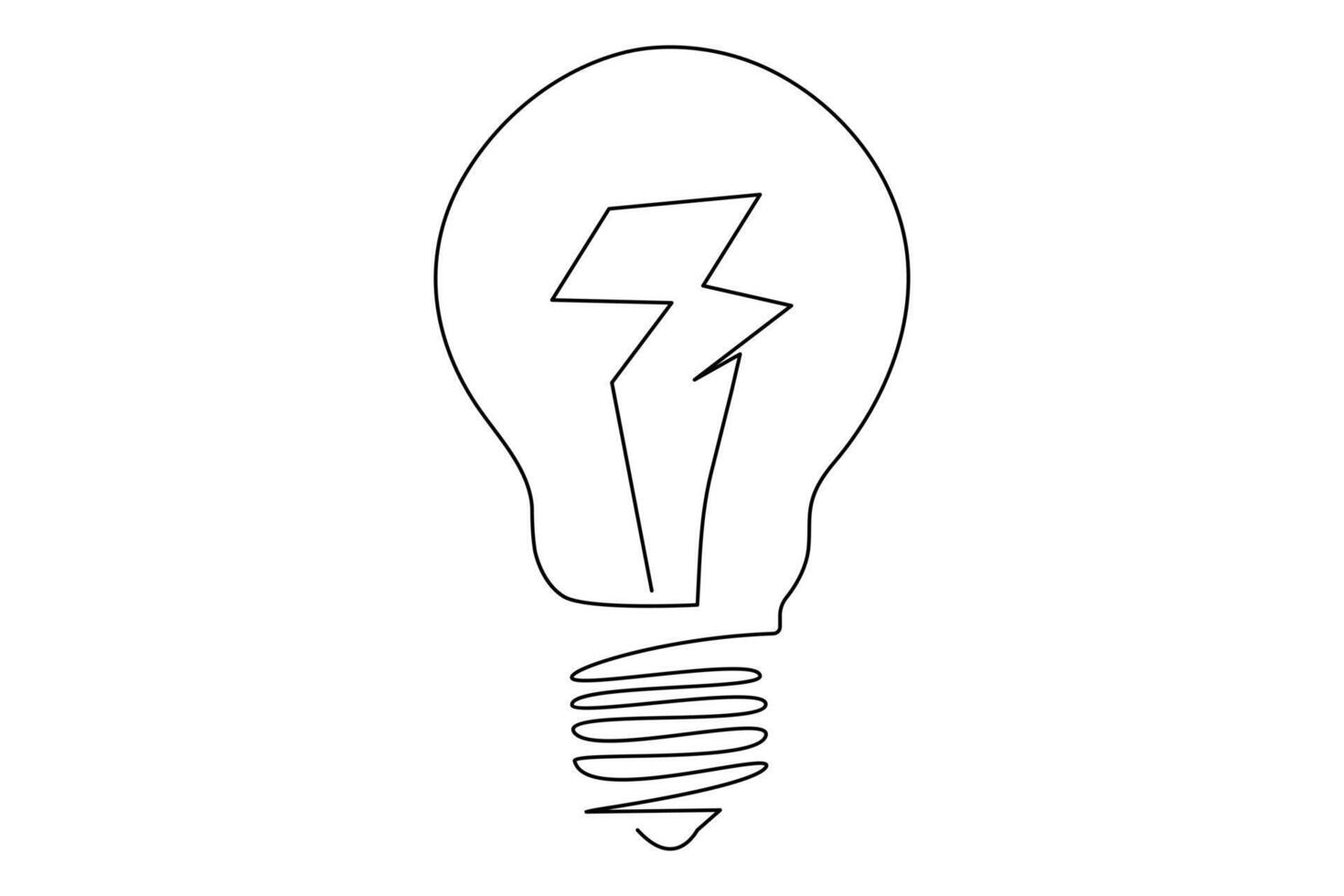 Light bulb isolated on white light bulb one line outline vector art illustration