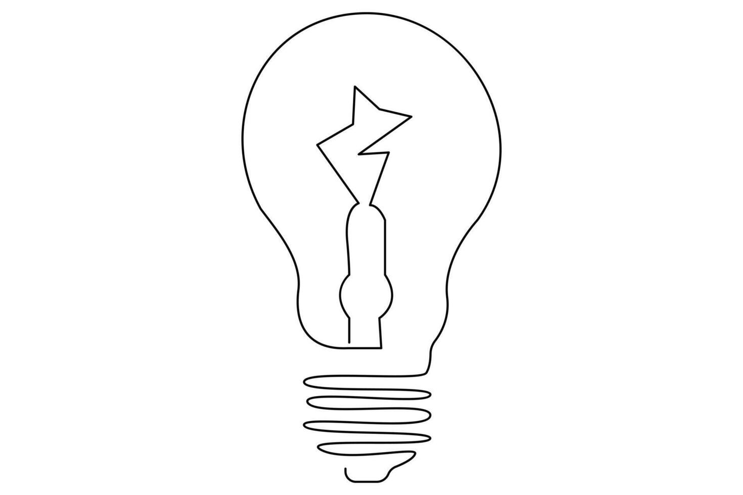 Light bulb isolated on white light bulb one line outline vector art illustration