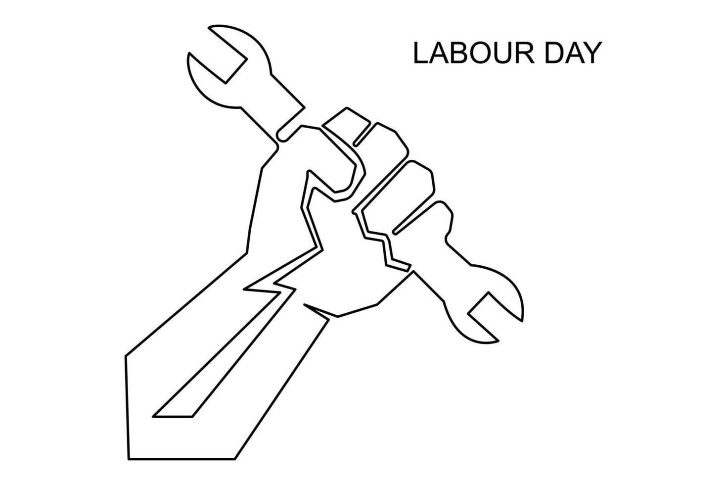 Continuous one line drawing labor day concept with lettering labour day isolated on white background.outline vector art illustration