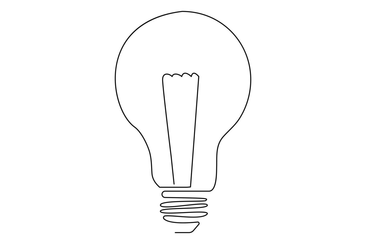 Light bulb isolated on white light bulb one line outline vector art illustration