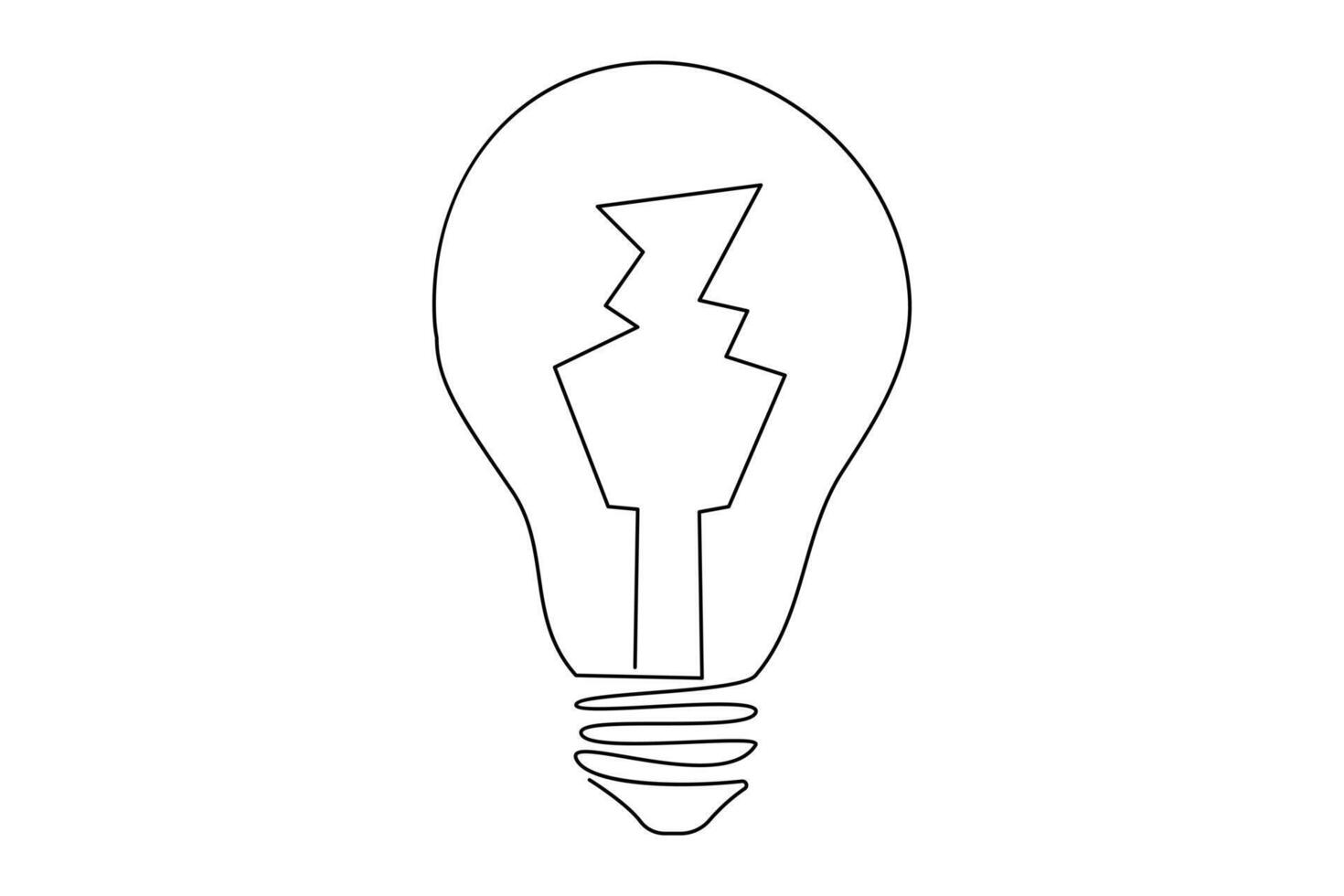 Light bulb isolated on white light bulb one line outline vector art illustration