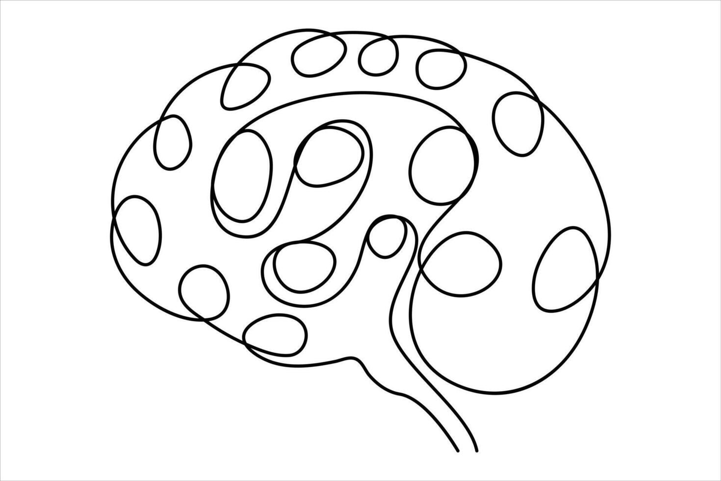 Continuous one line drawing of human brain. Hand drawn minimalism style. brain line art vector illustration