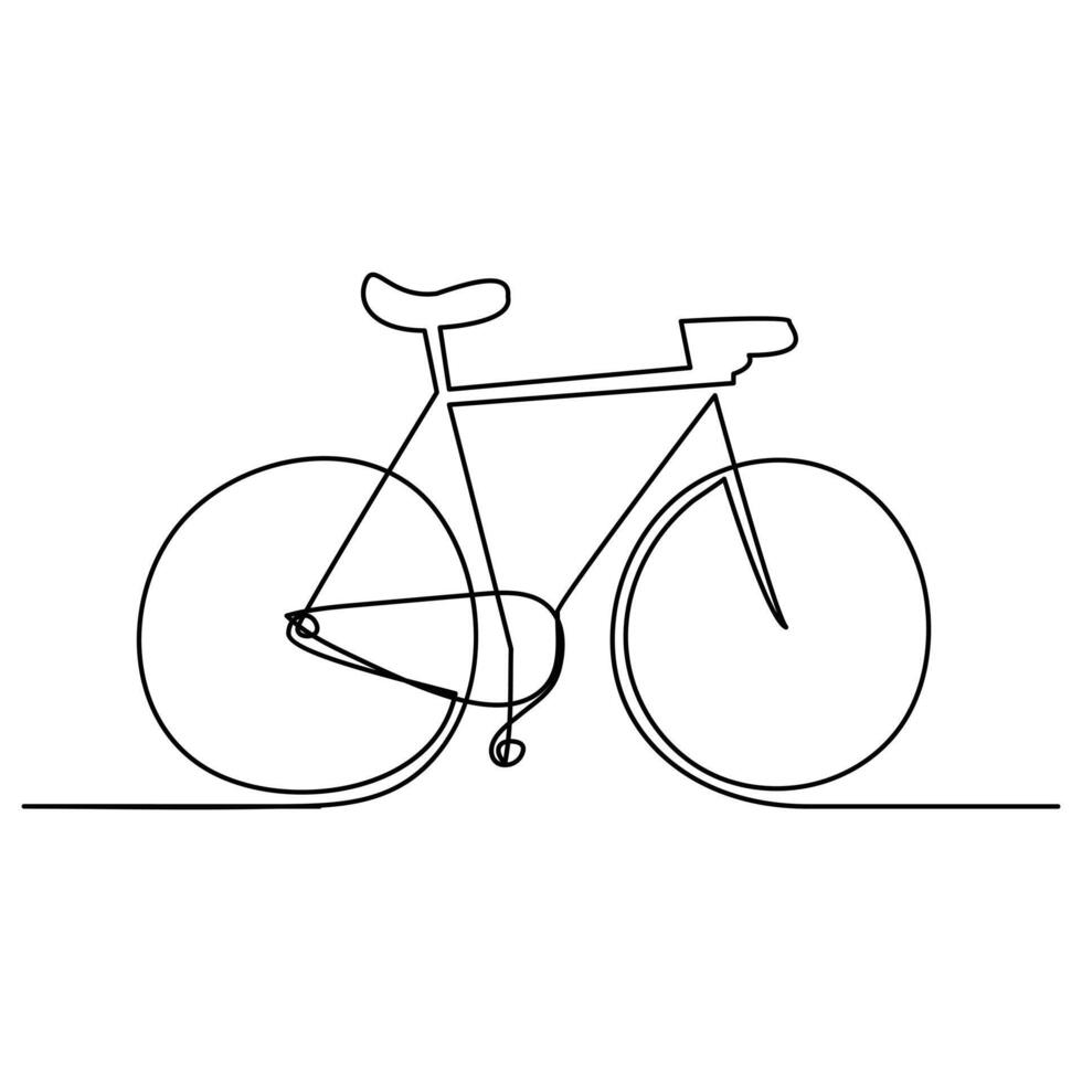 Continuous one line bycycle outline on a white background vector art illustration