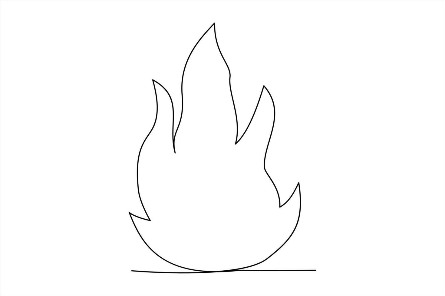 Continuous one line drawing fire art Vector illustration of white background