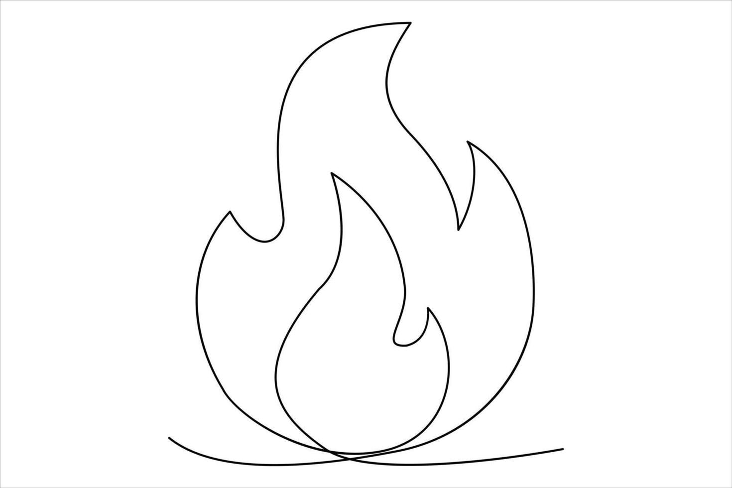 Continuous one line drawing fire art Vector illustration of white background