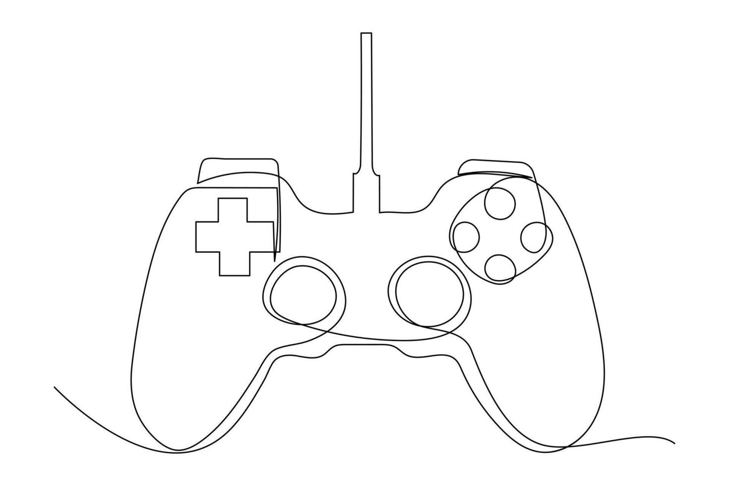 Continuous one line drawing of game stick. Joystick gaming controller. outline vector illustration.