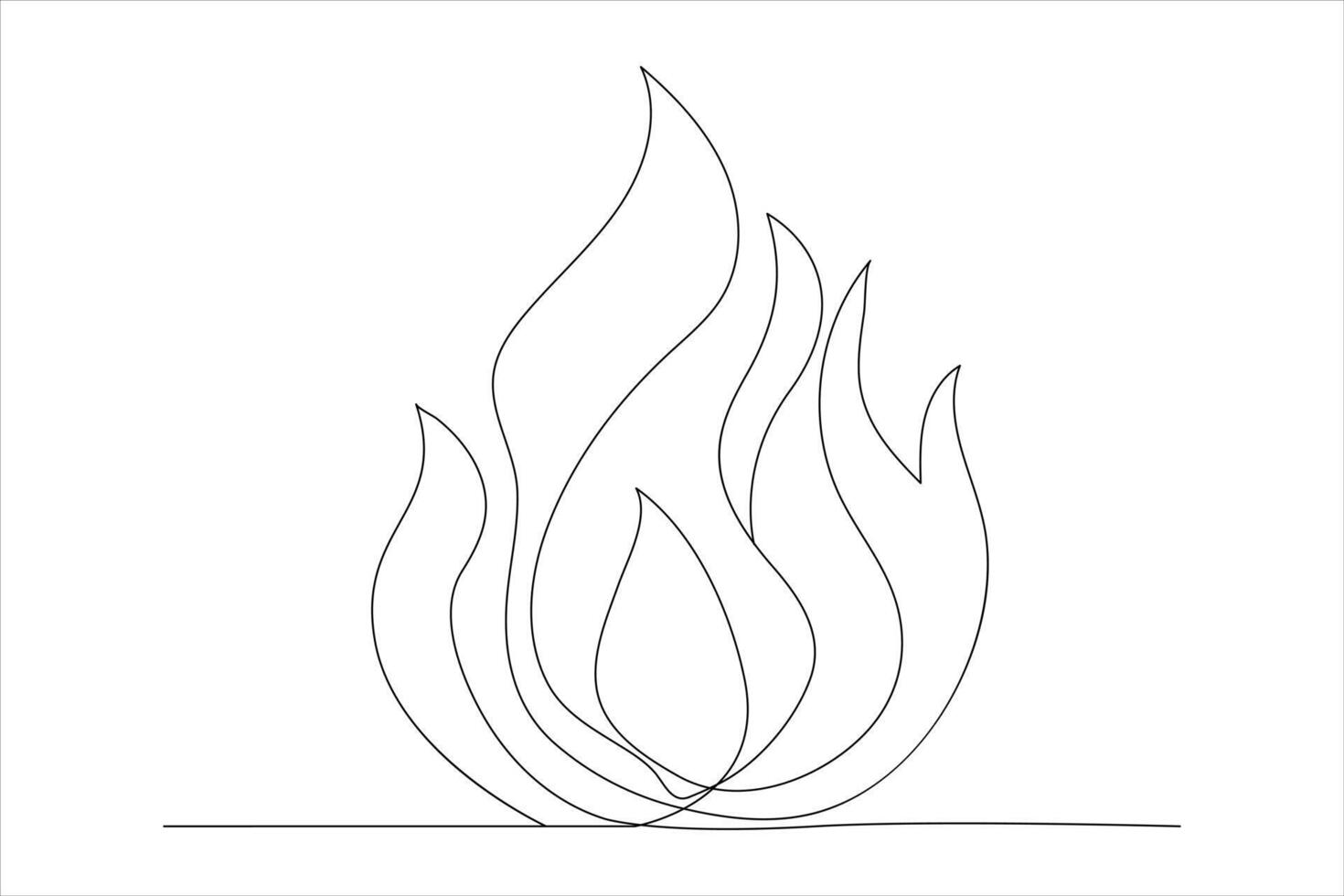 Continuous one line drawing fire art Vector illustration of white background