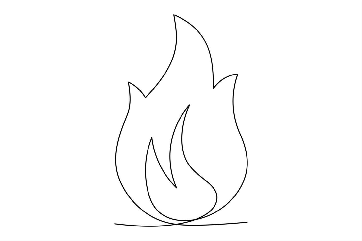 Continuous one line drawing fire art Vector illustration of white background