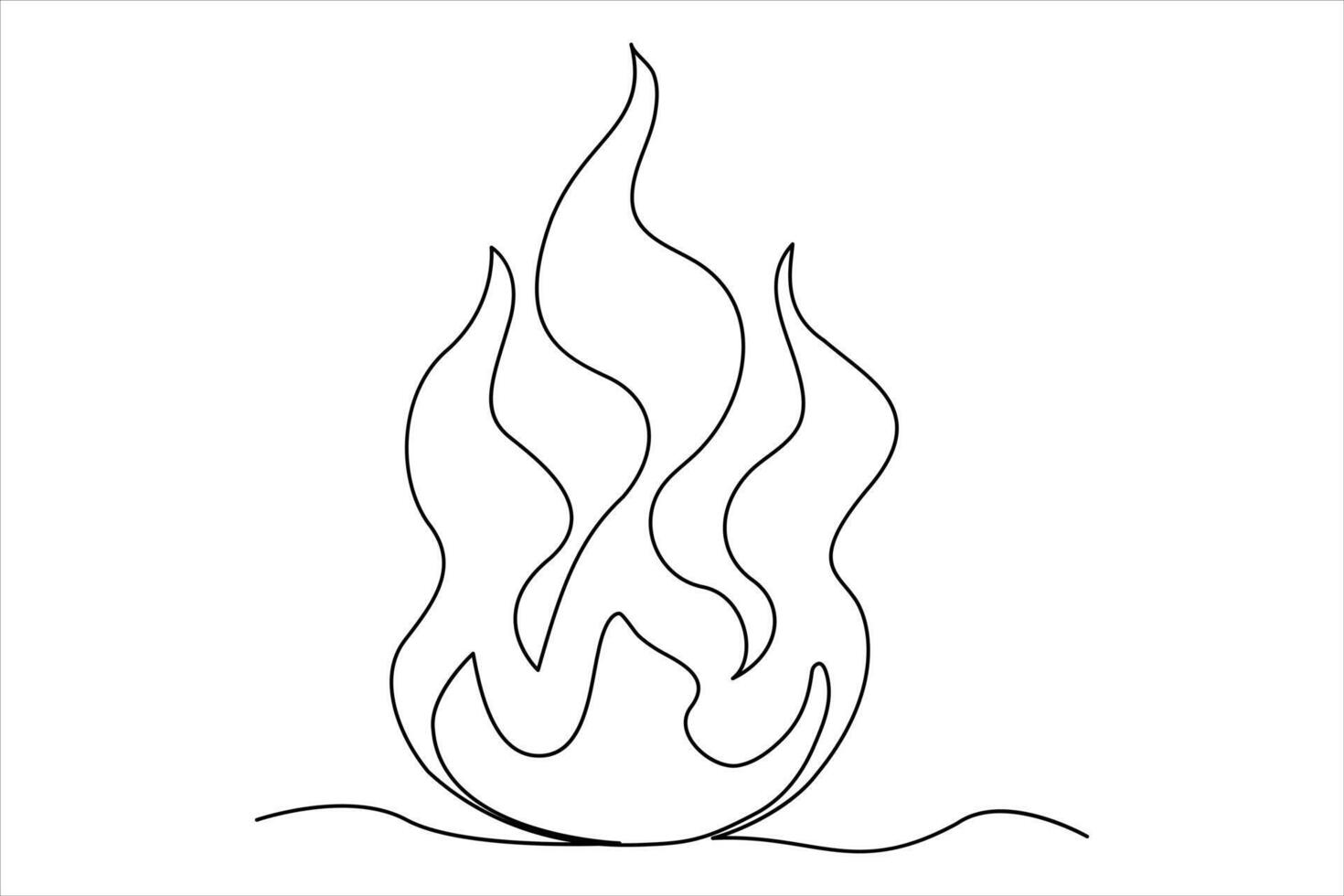 Continuous one line drawing fire art Vector illustration of white background