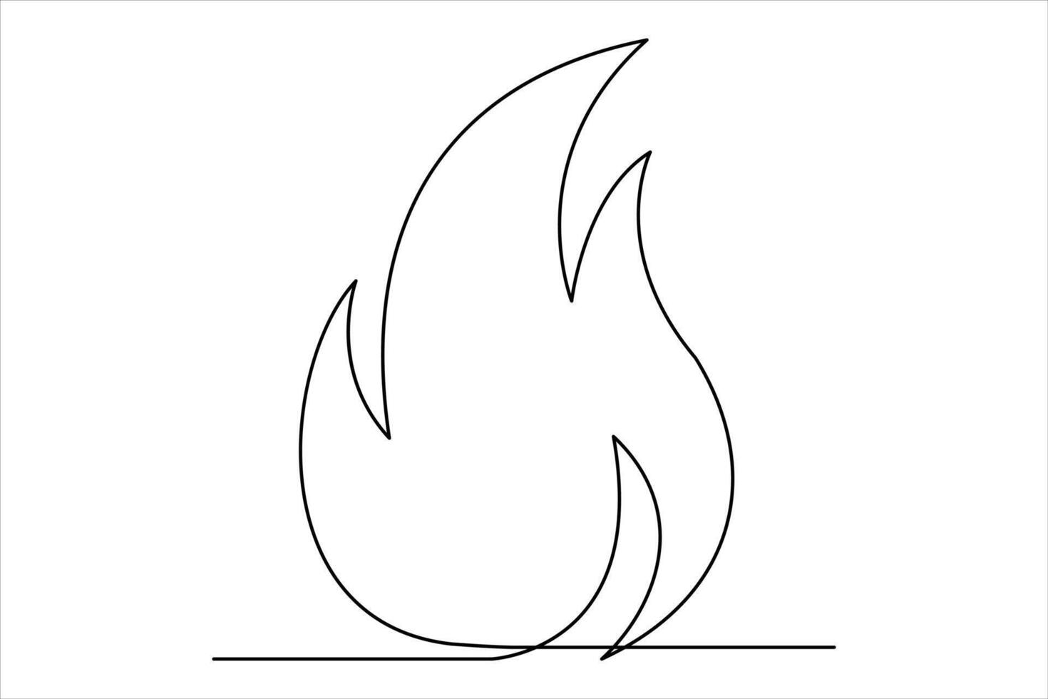 Continuous one line drawing fire art Vector illustration of white background