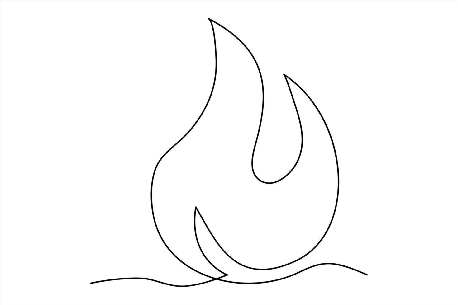 Continuous one line drawing fire art Vector illustration of white background