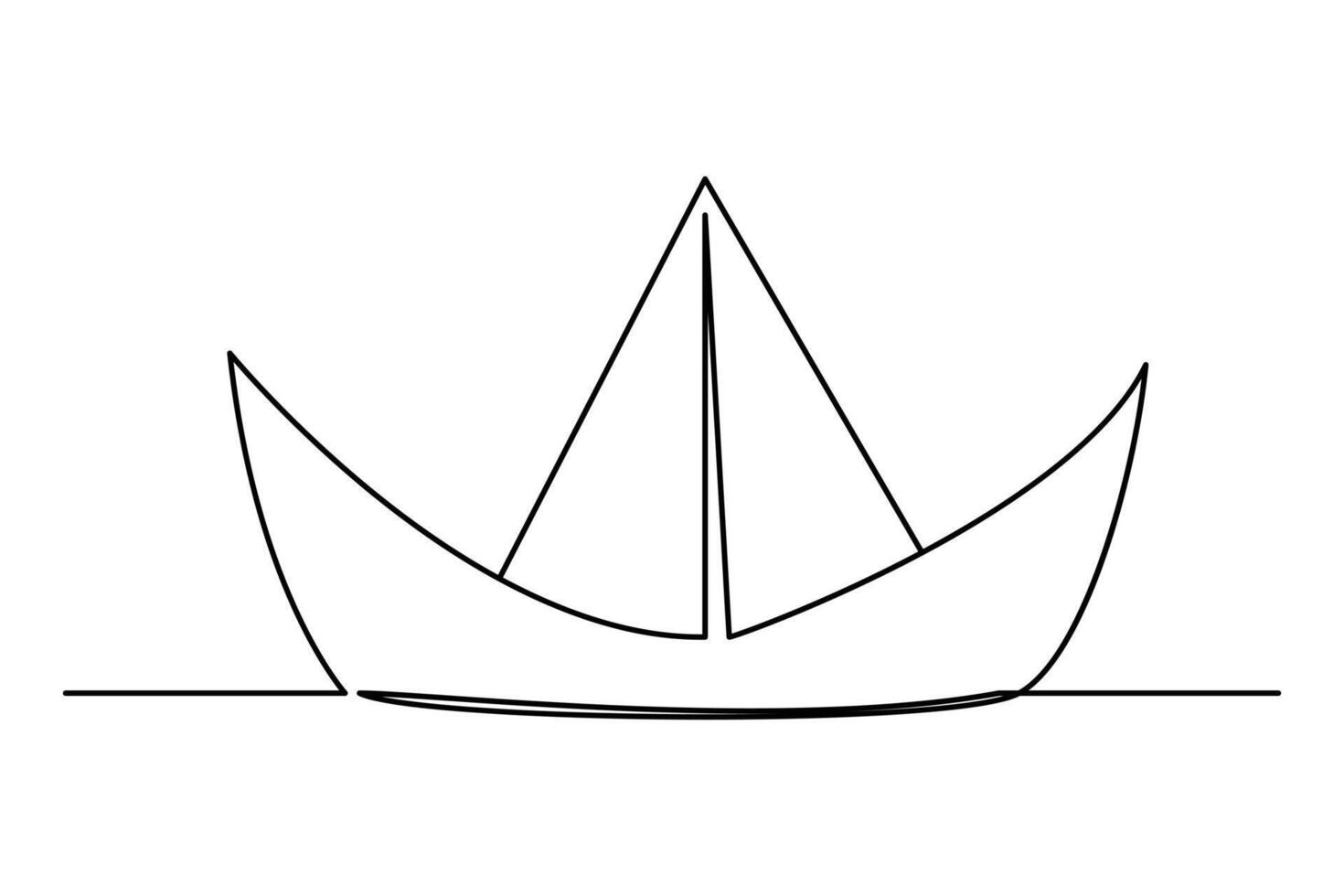 Continuous one line drawing paper boat outline vector art illustration