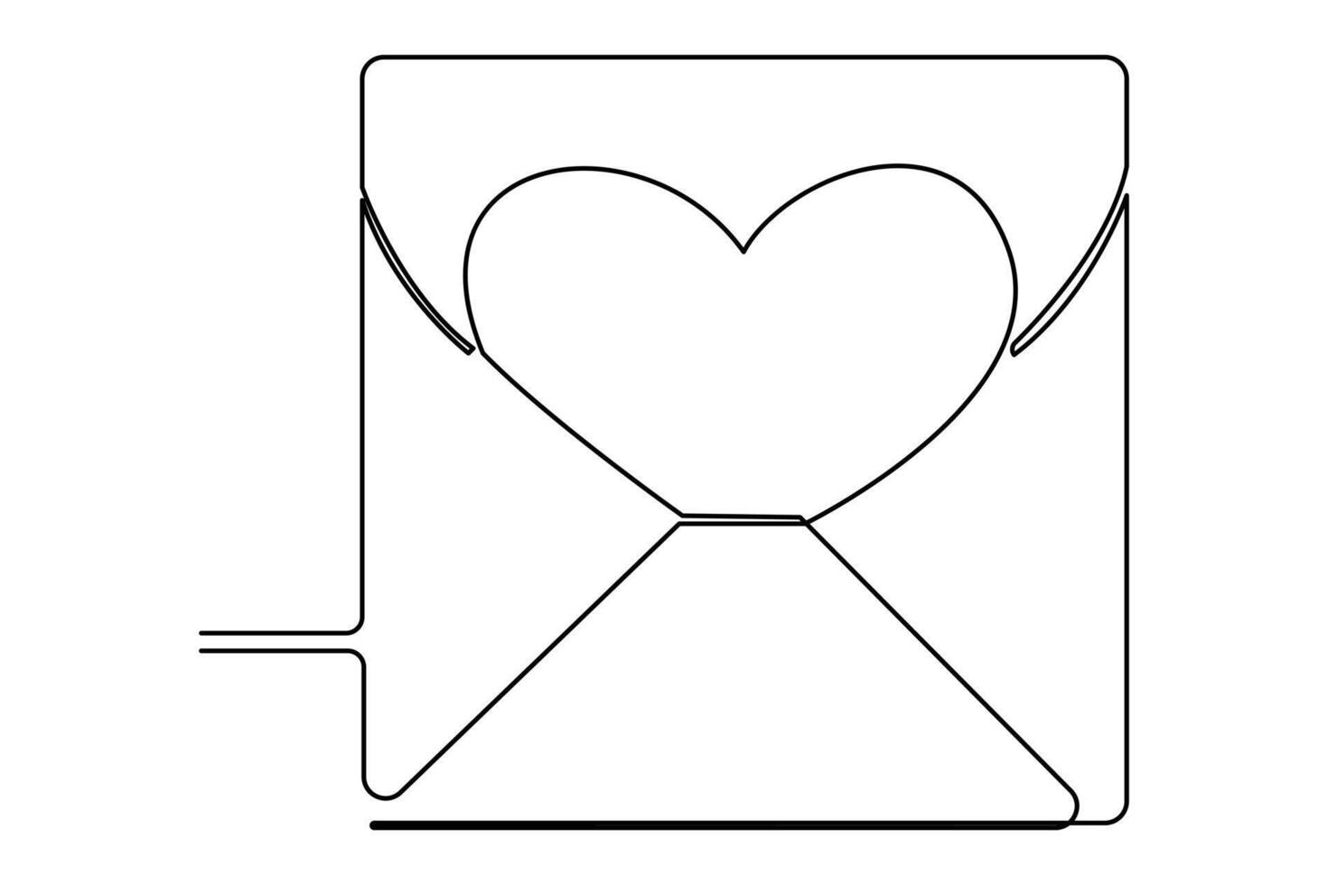 continuo uno línea dibujo de sobre con corazón. amor carta. vector ilustración