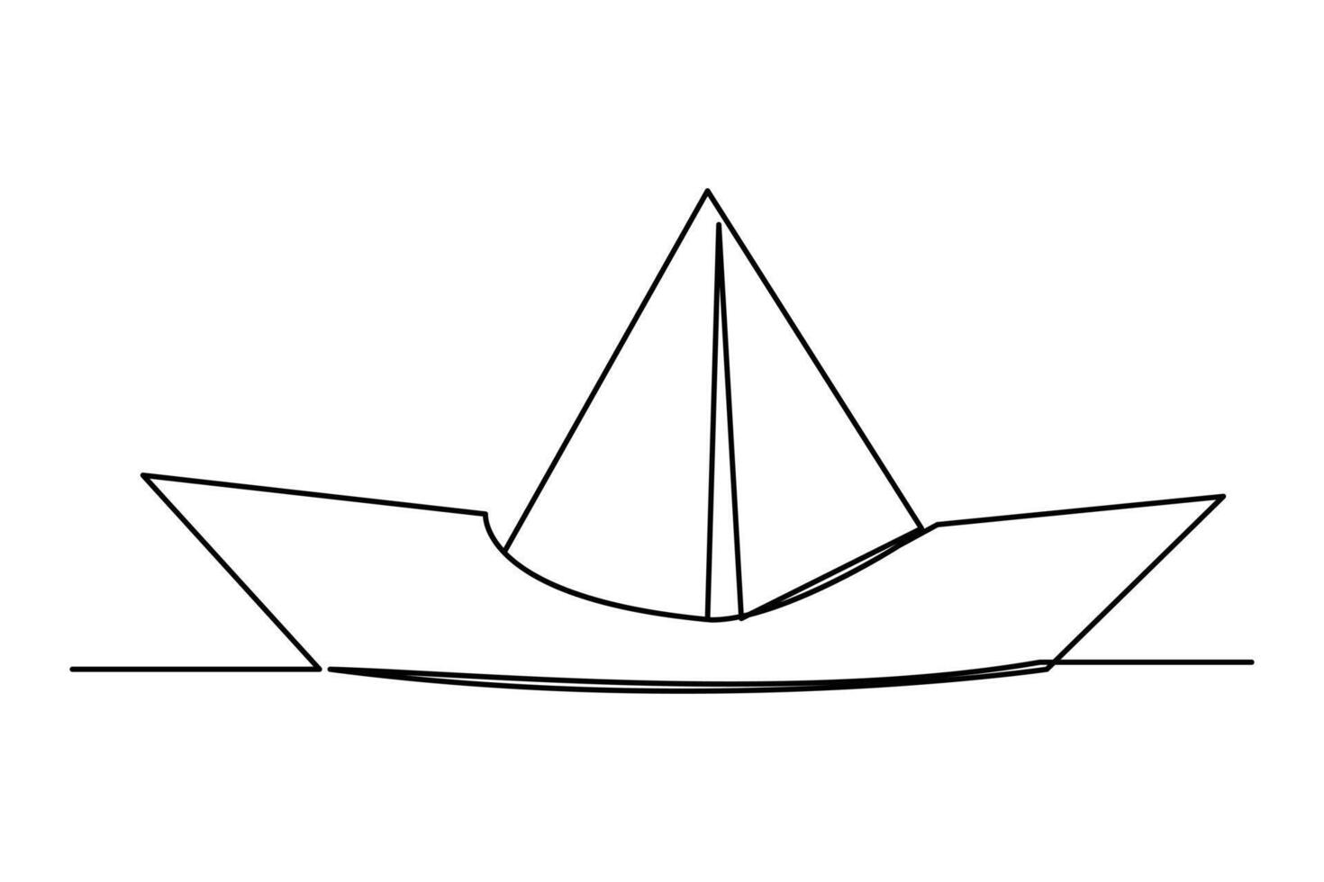 continuo uno línea dibujo papel barco contorno vector Arte ilustración