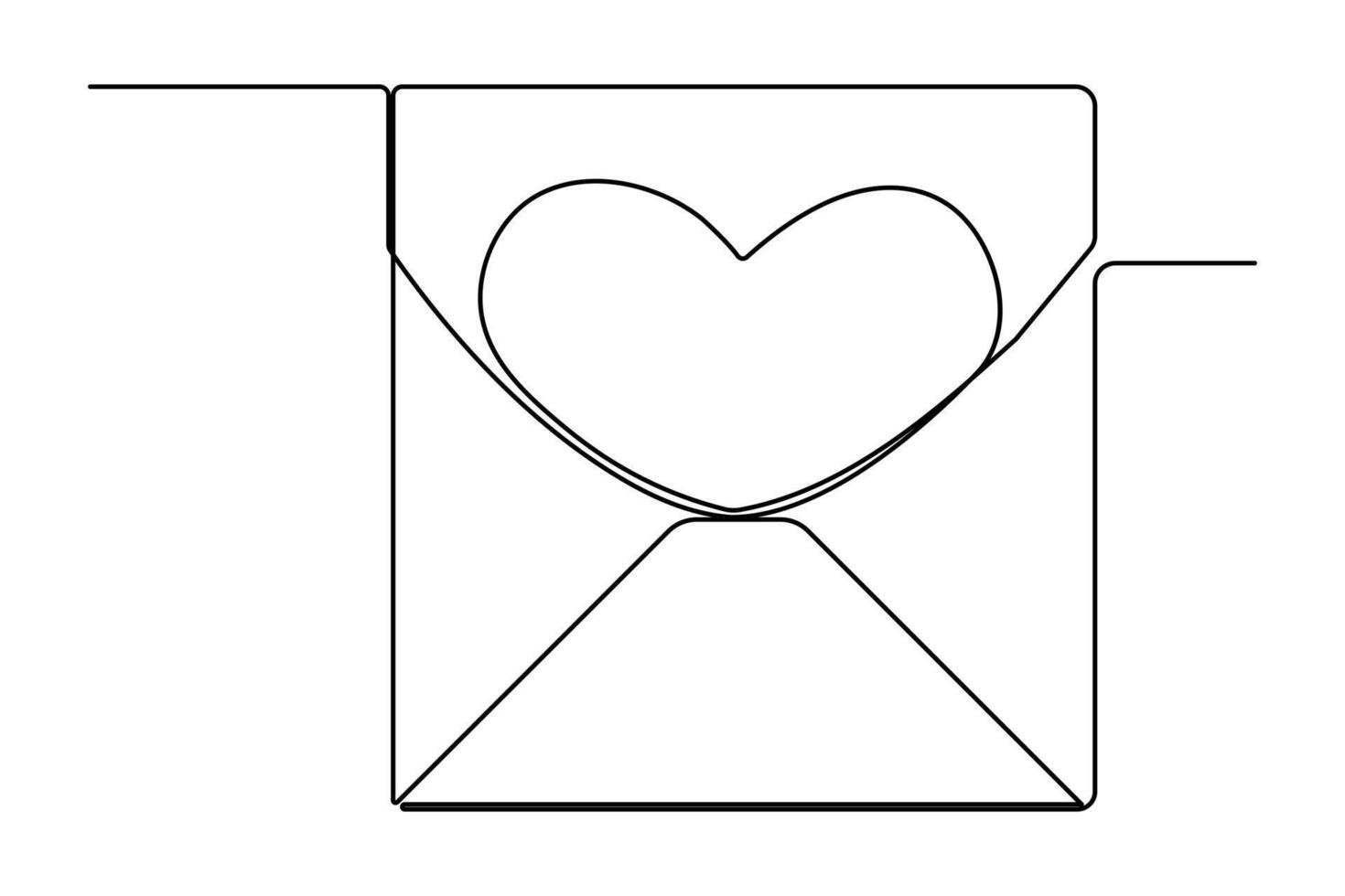 continuo uno línea dibujo de sobre con corazón. amor carta. vector ilustración