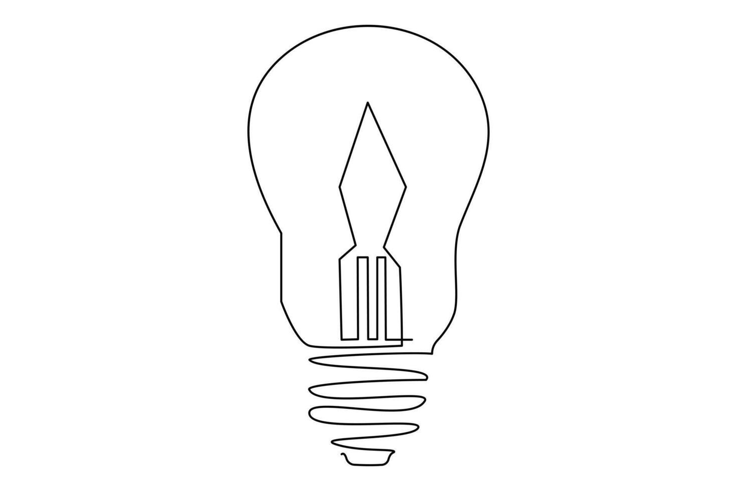 Light bulb isolated on white light bulb one line outline vector art illustration