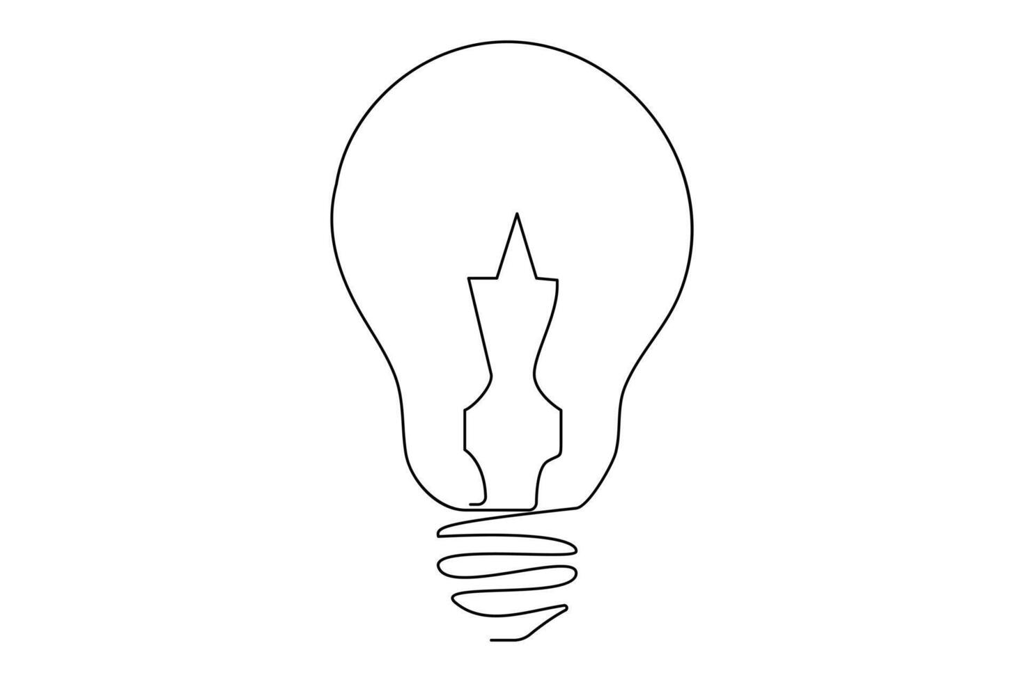 Light bulb isolated on white light bulb one line outline vector art illustration