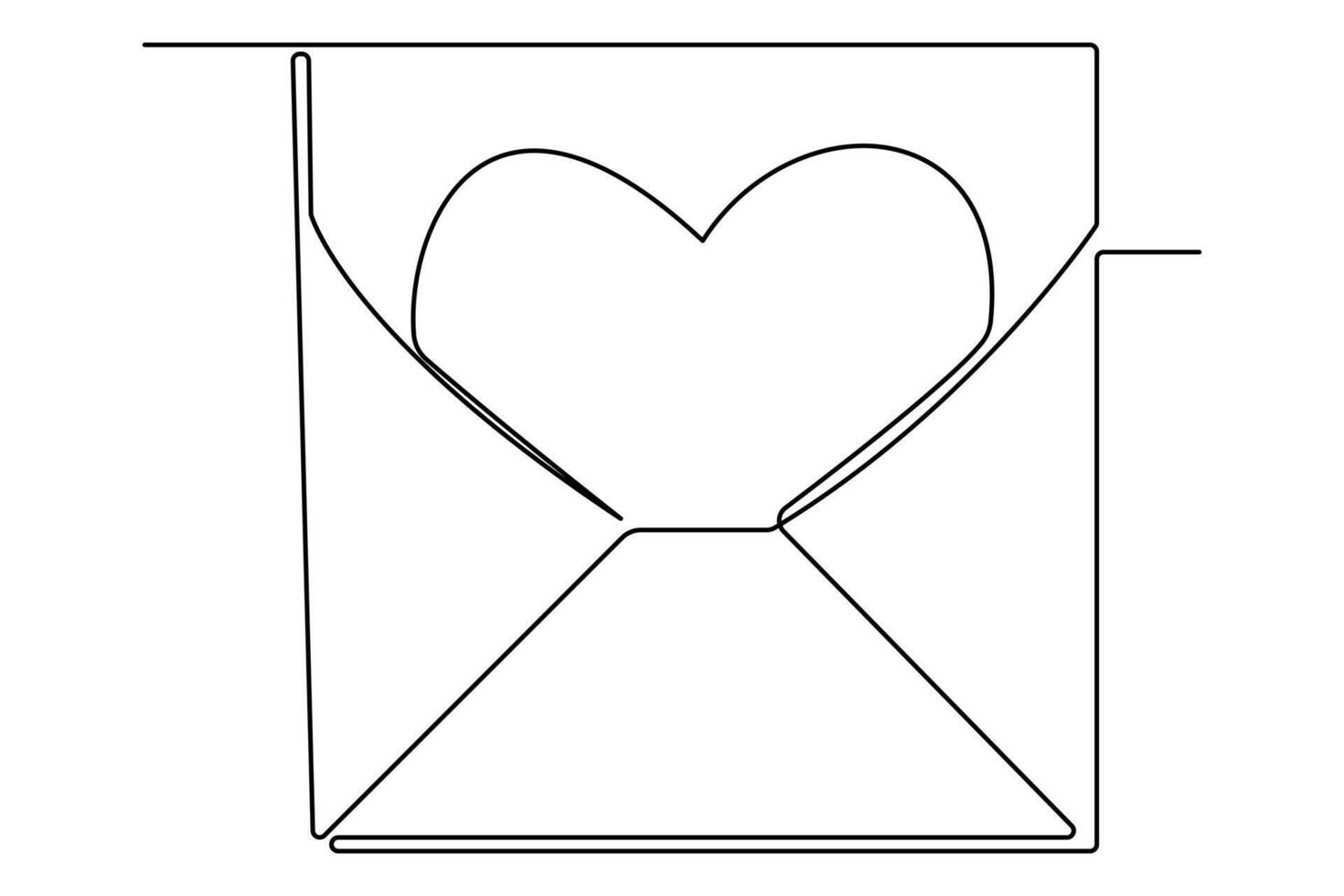 Continuous one line drawing of envelope with heart. Love letter. Vector illustration