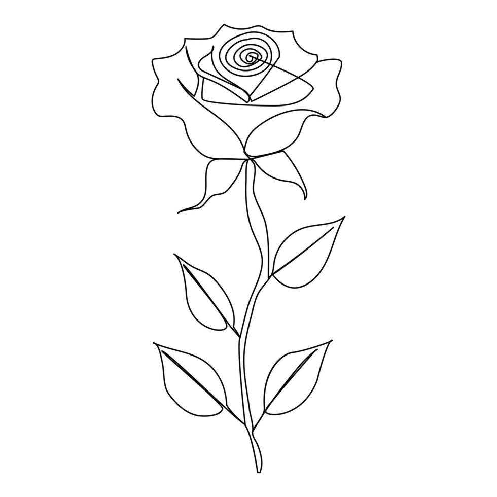 continuo uno línea rojo Rosa flor contorno vector Arte ilustración en blanco antecedentes Pro vector