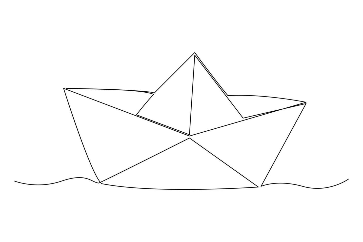 Continuous one line drawing paper boat outline vector art illustration