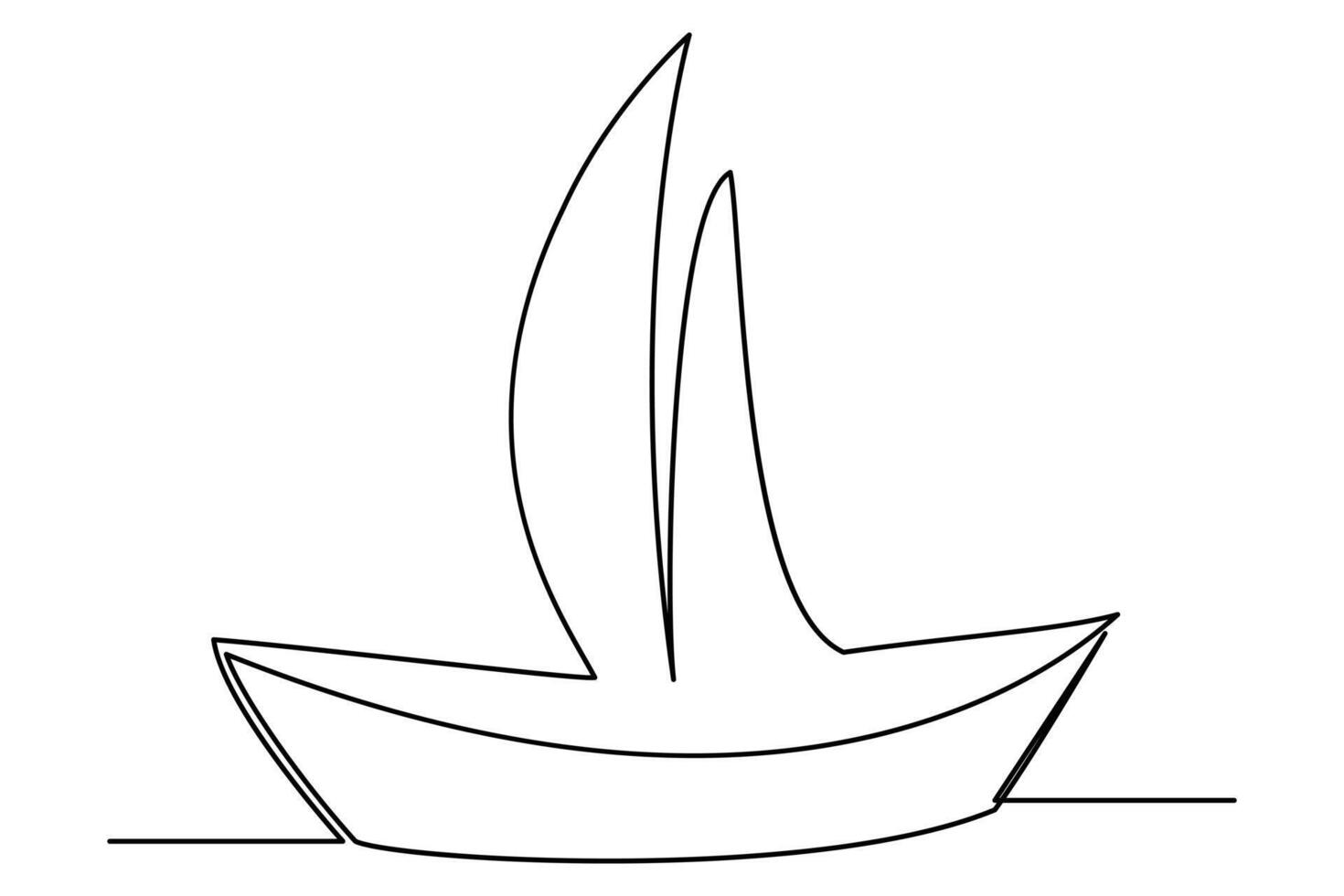 Continuous one line drawing paper boat outline vector art illustration