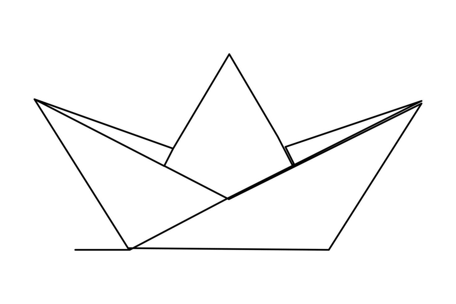 Continuous one line drawing paper boat outline vector art illustration