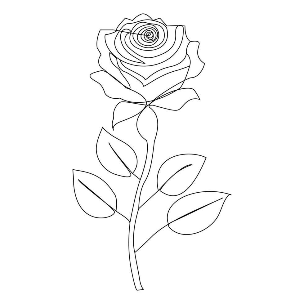 continuo uno línea rojo Rosa flor contorno vector Arte ilustración en blanco antecedentes Pro vector