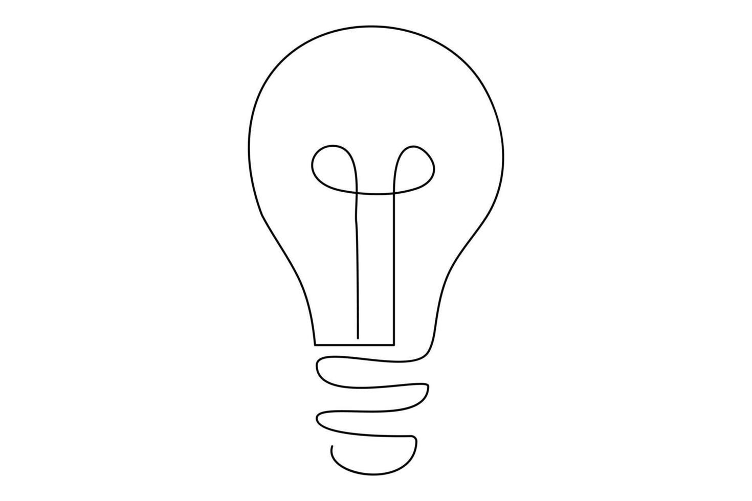 Light bulb isolated on white light bulb one line outline vector art illustration
