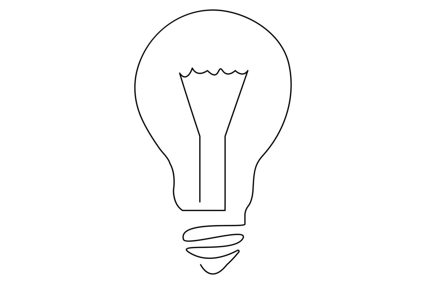 Light bulb isolated on white light bulb one line outline vector art illustration