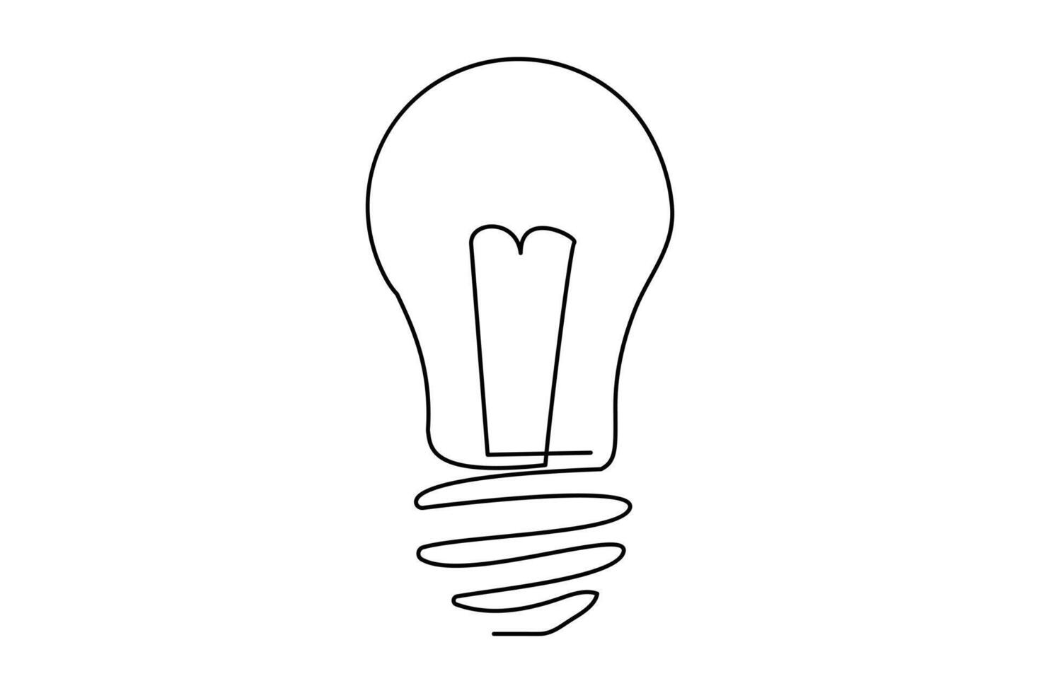 Light bulb isolated on white light bulb one line outline vector art illustration